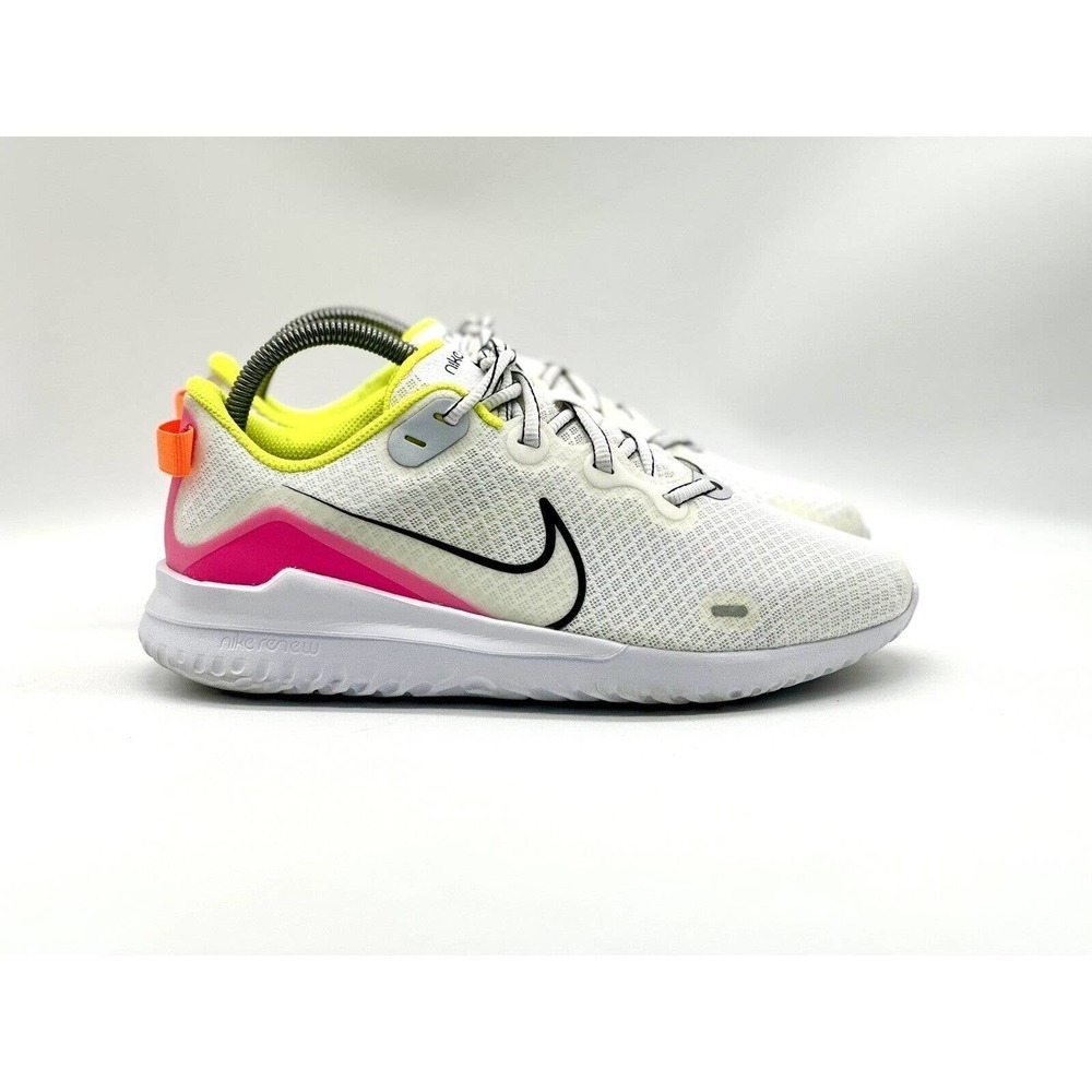 Nike Renew Run White Pink Neon Yellow Sneakers CD0314-100 Womens 8.5‎